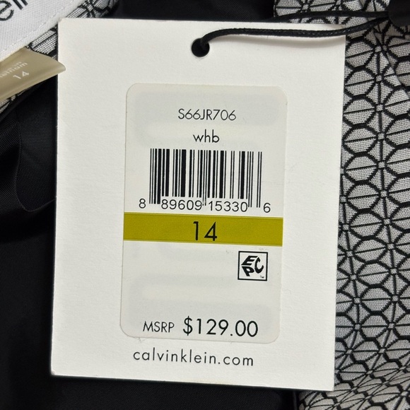 NWT Calvin Black White Patterned Double Button Notch Suit Blazer Jacket  Size 14 - Picture 8 of 8